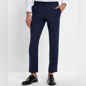 Express Slim Navy Performance Stretch Wool-Blend Tuxedo Pant